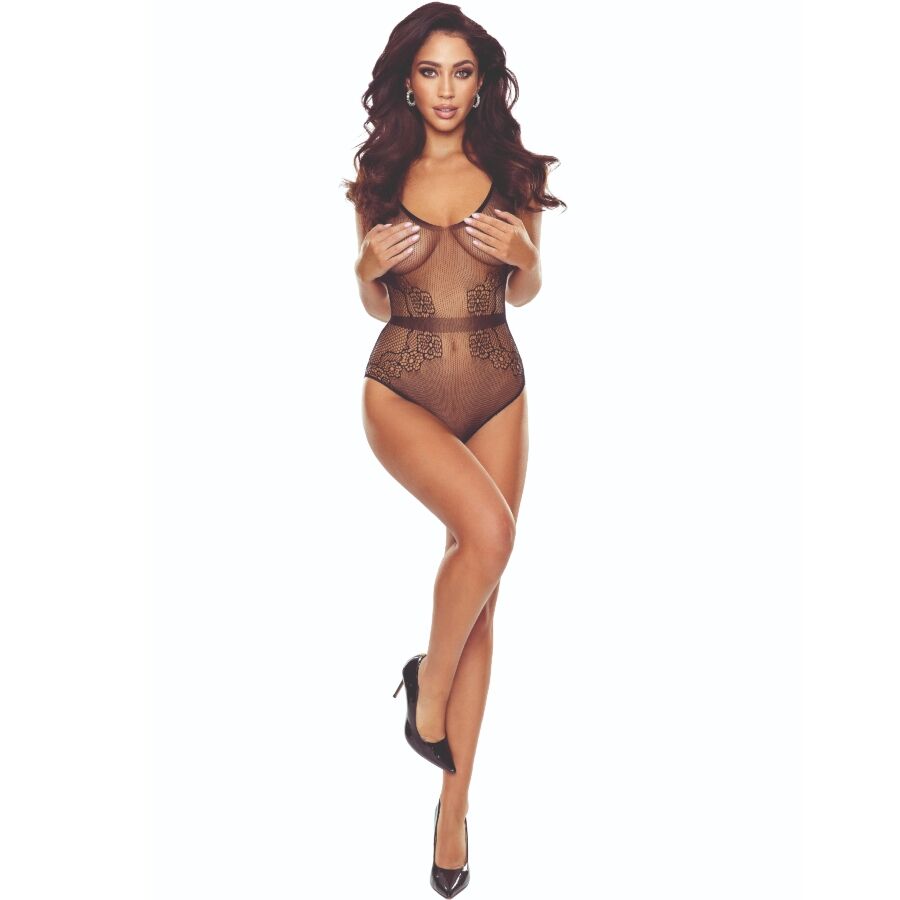 PASSION - BS115 BLACK GRID BODYSTOCKING - NOCTURNA DESIRES