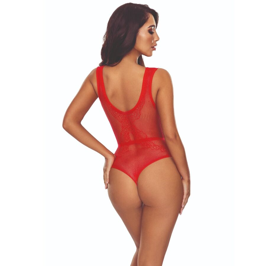 PASSION - BS115 BODYSTOCKING GRID RED - NOCTURNA DESIRES