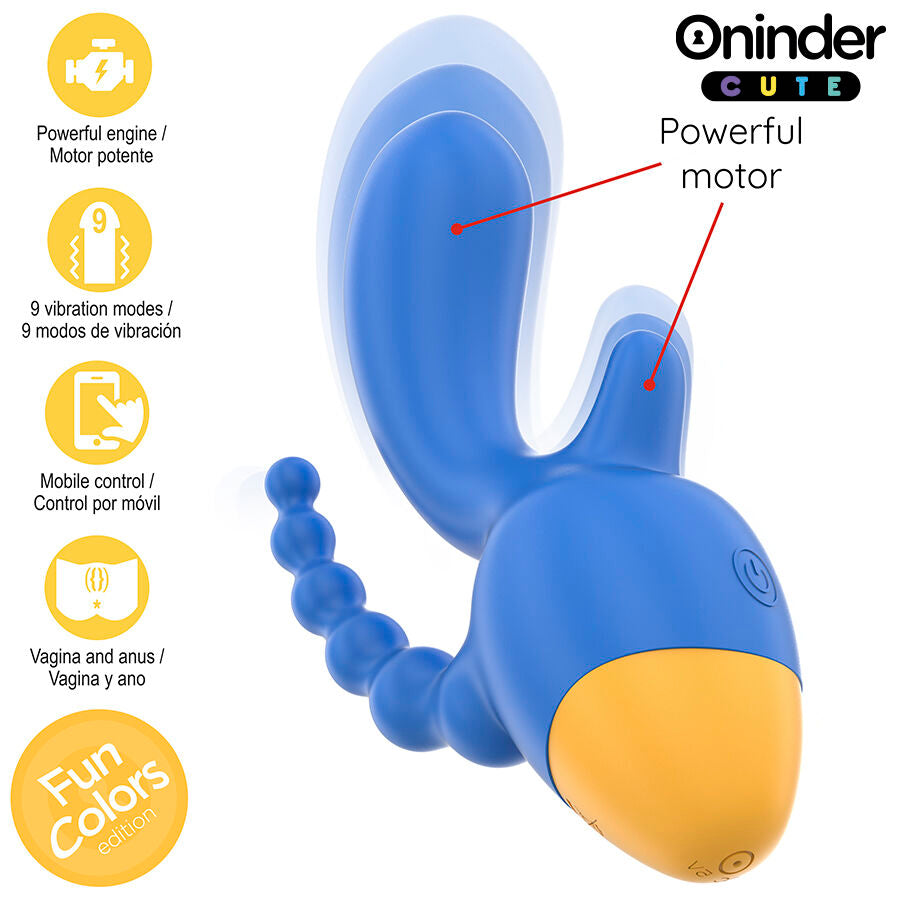 ONINDER CUTE - LOVE 3 SOME TRIPLE VIBRATOR - FREE WORLDWIDE APP - NOCTURNA DESIRES