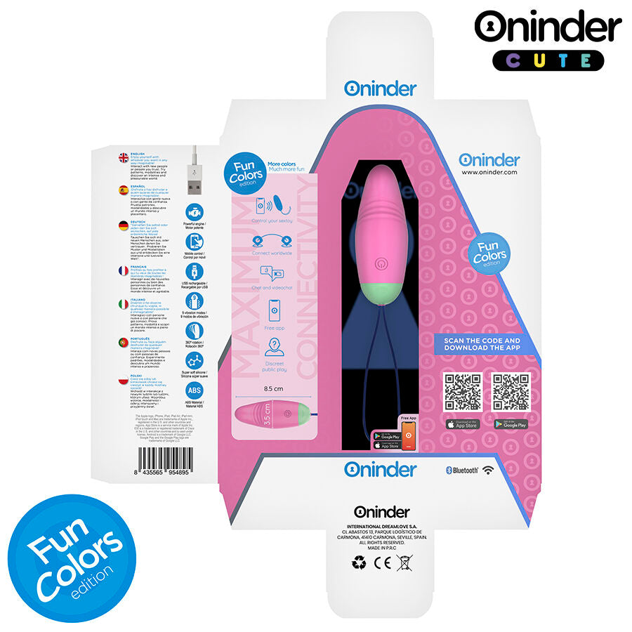 ONINDER CUTE - LOVE PLEASURE 360° VIBRATING-ROTATING SILICONE EGG - FREE GLOBAL APP - NOCTURNA DESIRES