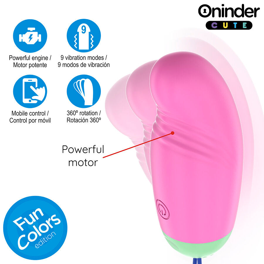 ONINDER CUTE - LOVE PLEASURE 360° VIBRATING-ROTATING SILICONE EGG - FREE GLOBAL APP - NOCTURNA DESIRES