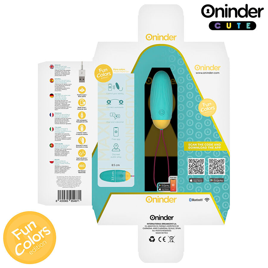ONINDER CUTE - LOVE PLEASURE VIBRATING EGG - ROTATING SILICONE GEMS - FREE GLOBAL APP - NOCTURNA DESIRES