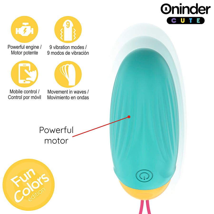 ONINDER CUTE - LOVE PLEASURE VIBRATING EGG - ROTATING SILICONE GEMS - FREE GLOBAL APP - NOCTURNA DESIRES