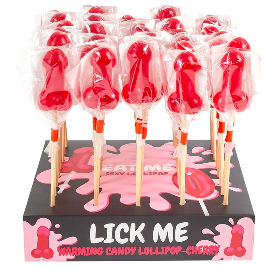 SECRETPLAY - CHERRY CANDY PENIS LOLLIPOP DISPLAY WITH SPICY HEAT EFFECT (40 UNITS) - NOCTURNA DESIRES
