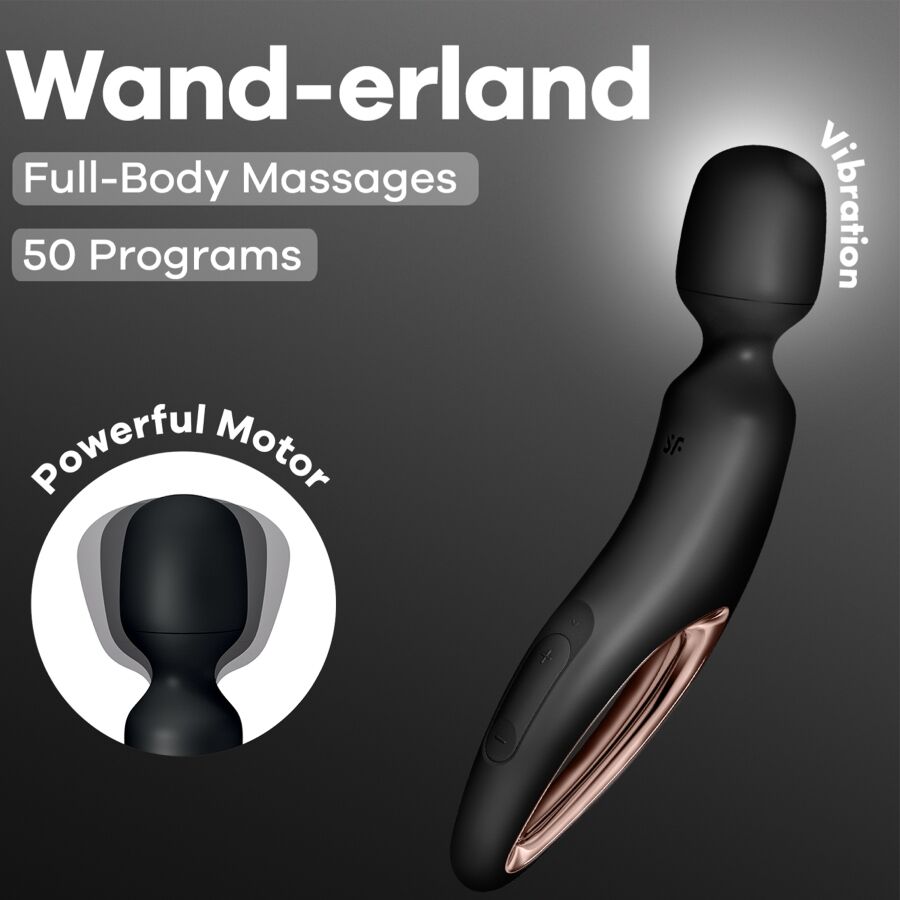 SATISFYER - WAND ERLAND VIBRATING MASSAGER BLACK - NOCTURNA DESIRES