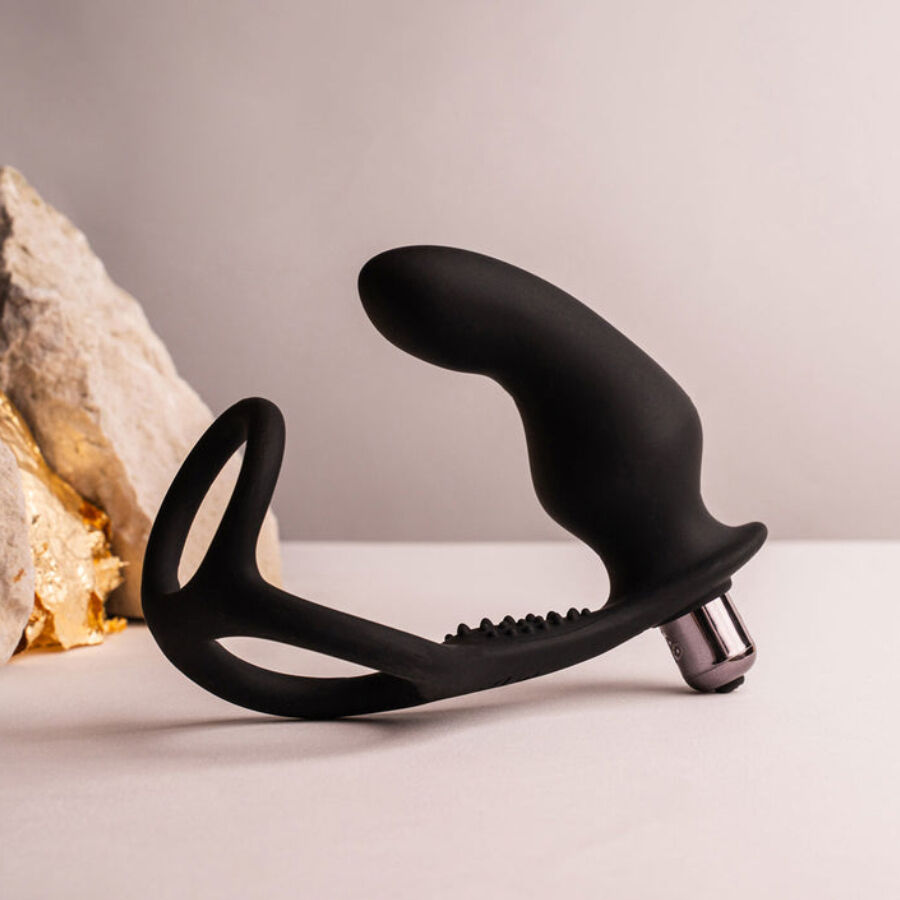 ROCKS-OFF - RO-ZEN RRO ANAL PLUG WITH VIBRATING PENIS RING BLACK - NOCTURNA DESIRES
