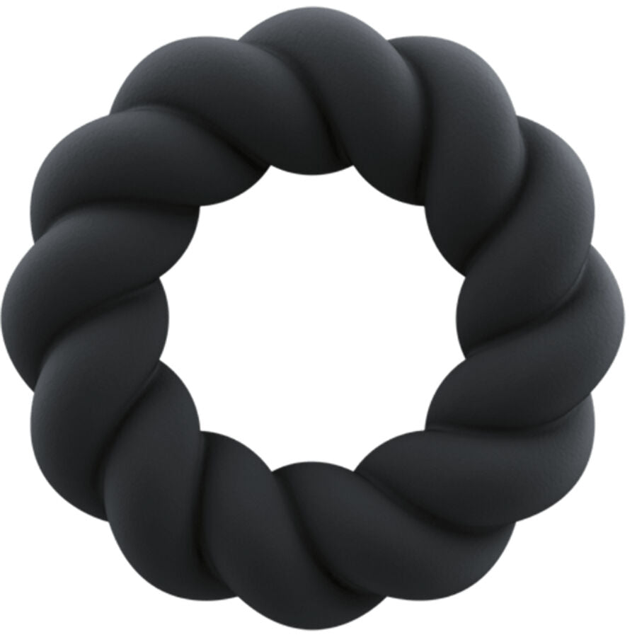 ROCKS-OFF - TWIST BLACK SILICONE MASTURBATOR RING - NOCTURNA DESIRES