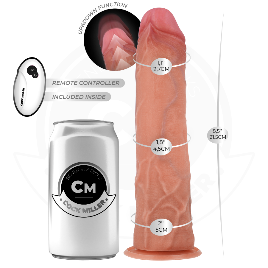COCK MILLER - HYPER-REALISTIC DILDO WITH SUCTION CUP AND THRUSTING WITH REMOTE CONTROL 21.5 CM - NOCTURNA DESIRES