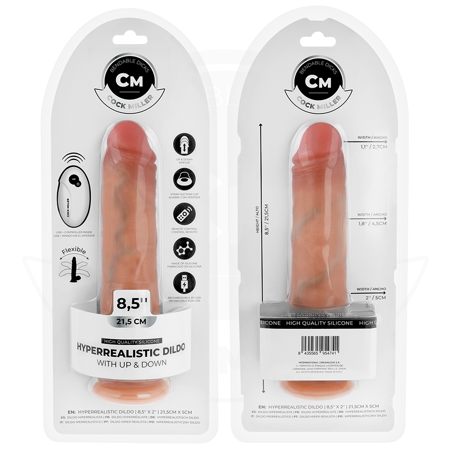COCK MILLER - HYPER-REALISTIC DILDO WITH SUCTION CUP AND THRUSTING WITH REMOTE CONTROL 21.5 CM - NOCTURNA DESIRES