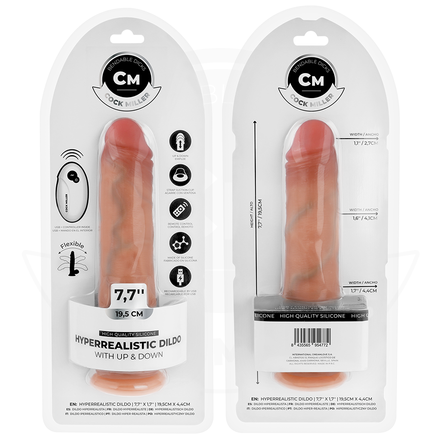 COCK MILLER - HYPER-REALISTIC DILDO WITH SUCTION CUP AND THRUSTING WITH REMOTE CONTROL 19.5 CM - NOCTURNA DESIRES