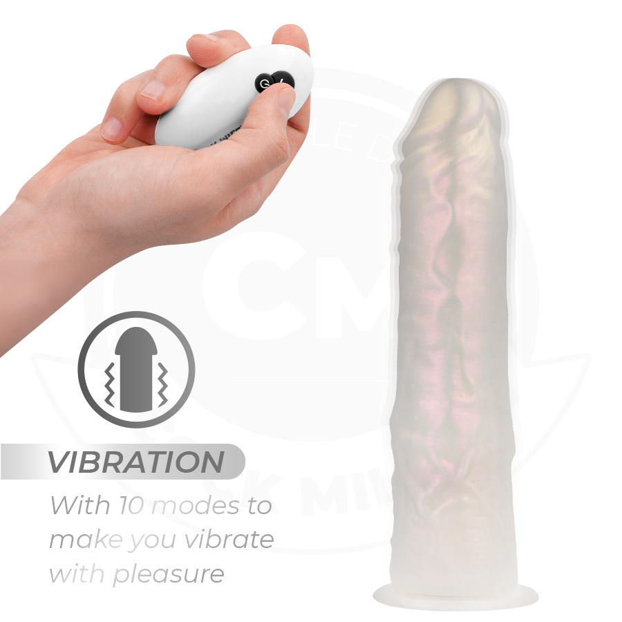 COCK MILLER - DILDO WITH SUCTION CUP, LIGHTS AND VIBRATION WITH REMOTE CONTROL WHITE 19.5 CM - NOCTURNA DESIRES