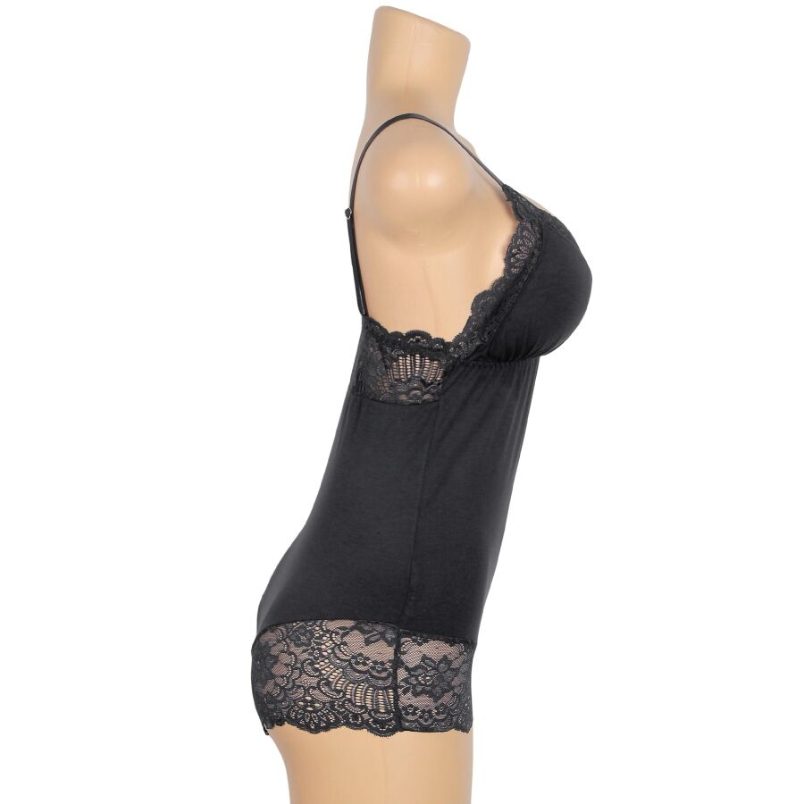SUBBLIME - BLACK FLORAL LACE DETAIL TEDDY S/M - NOCTURNA DESIRES