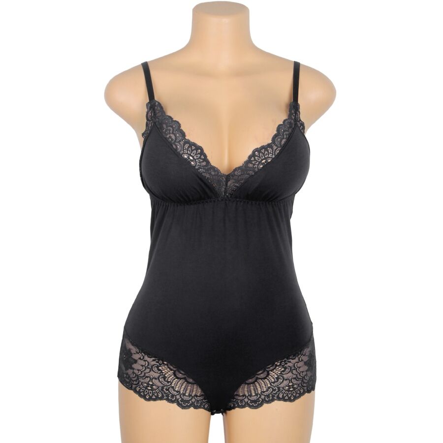 SUBBLIME - BLACK FLORAL LACE DETAIL TEDDY L/XL - NOCTURNA DESIRES