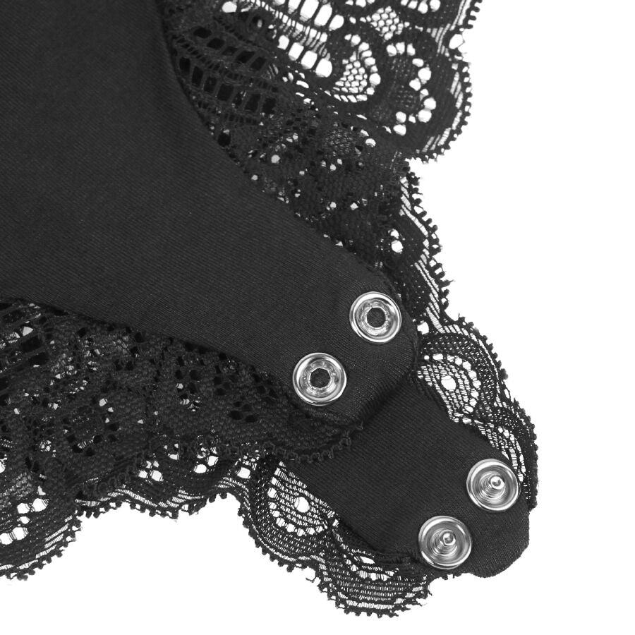 SUBBLIME - BLACK FLORAL LACE DETAIL TEDDY L/XL - NOCTURNA DESIRES
