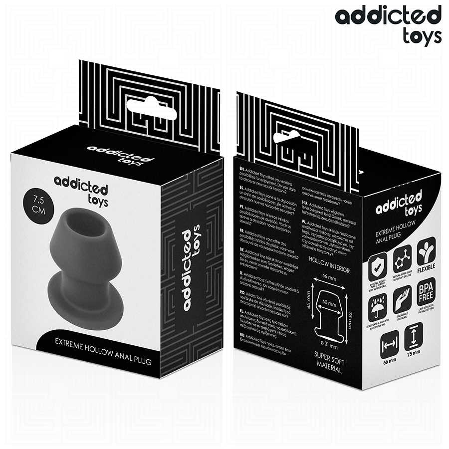 ADDICTED TOYS - EXTREME HOLLOW ANAL PLUG SILICONE SIZE S 7.5 CM - NOCTURNA DESIRES