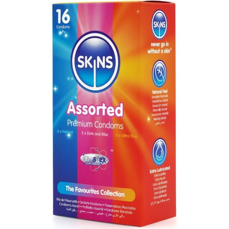 SKINS - ASSORTED PREMIUM CONDOMS PACK 16 - NOCTURNA DESIRES