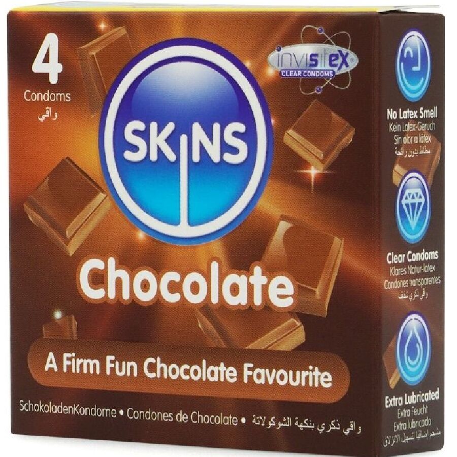 SKINS - CHOCOLATE PREMIUM CONDOMS PACK 4 - NOCTURNA DESIRES