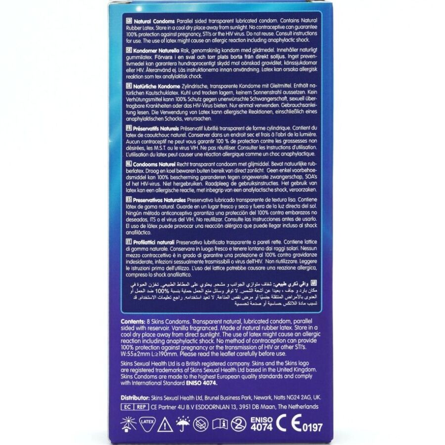 SKINS - NATURAL PREMIUM CONDOMS PACK 8 - NOCTURNA DESIRES