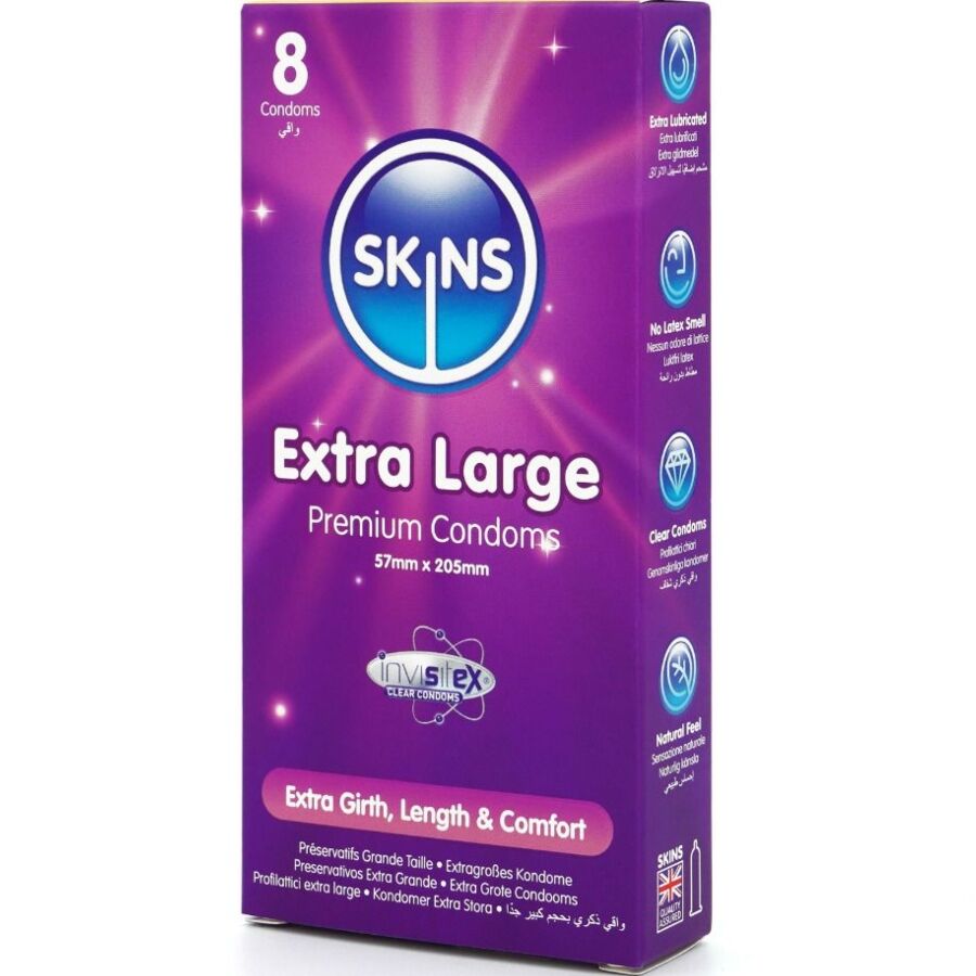 SKINS - EXTRA LARGE PREMIUM CONDOMS PACK 8 - NOCTURNA DESIRES