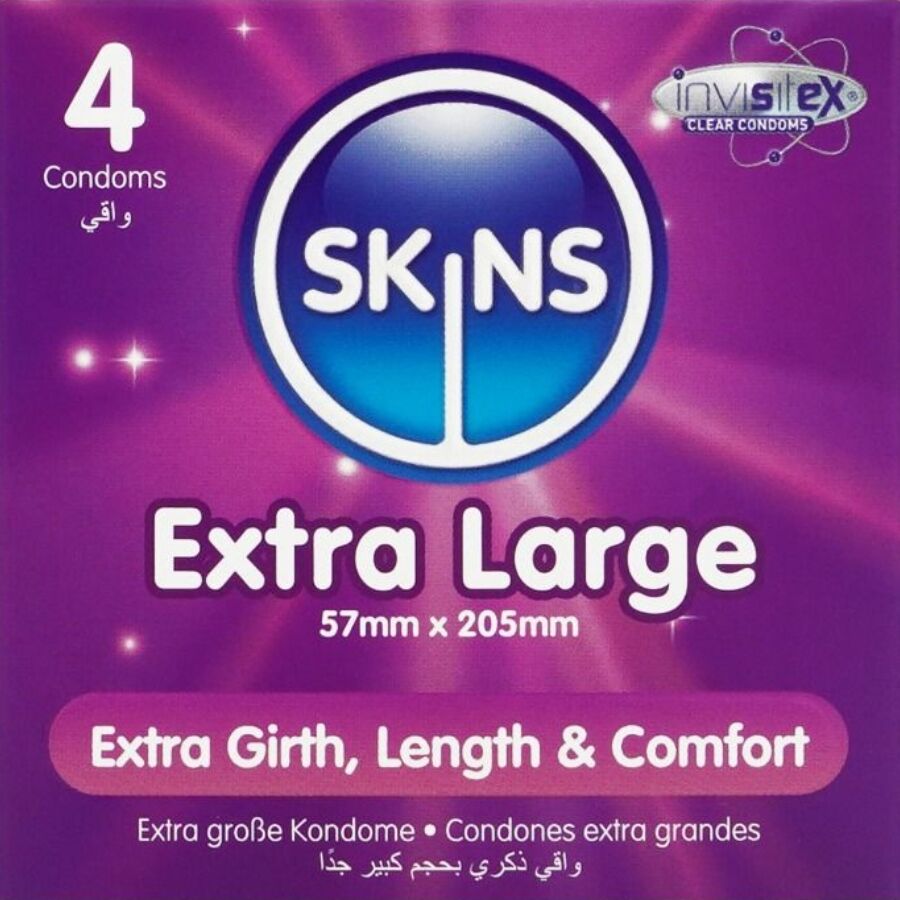 SKINS - EXTRA LARGE PREMIUM CONDOMS PACK 4 - NOCTURNA DESIRES