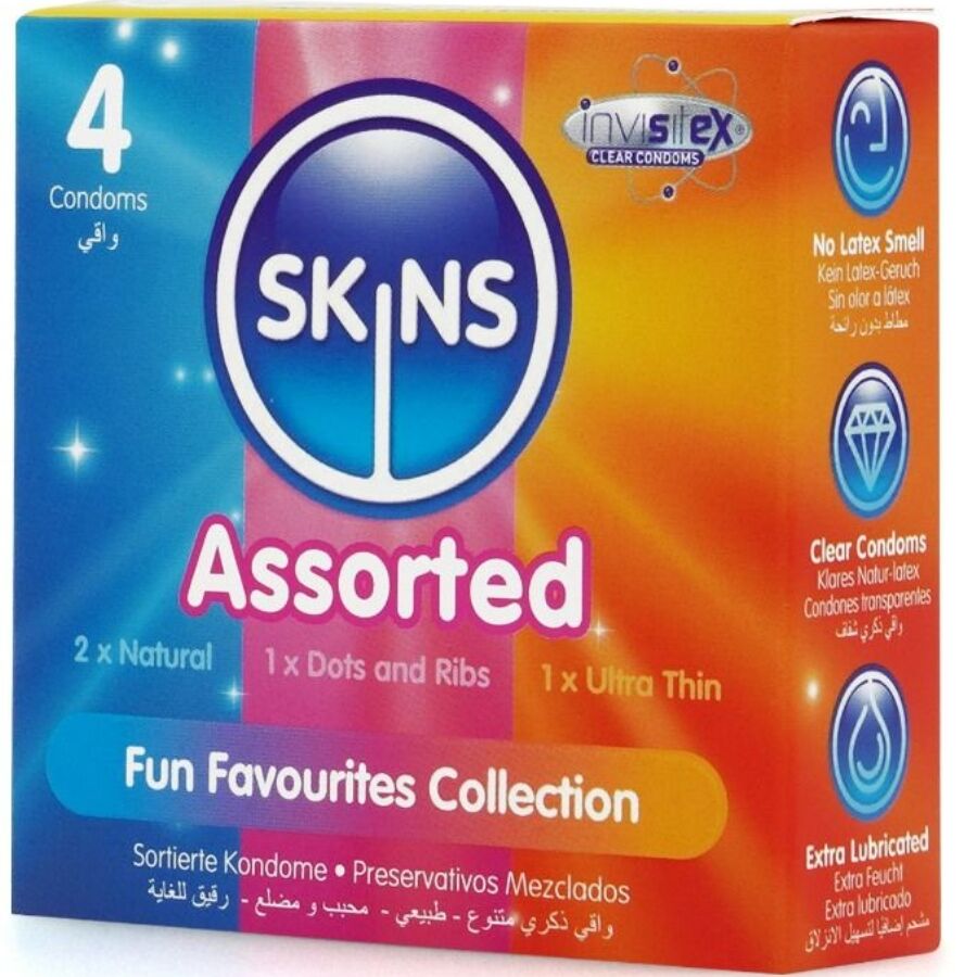 SKINS - ASSORTED PREMIUM CONDOMS PACK 4 - NOCTURNA DESIRES