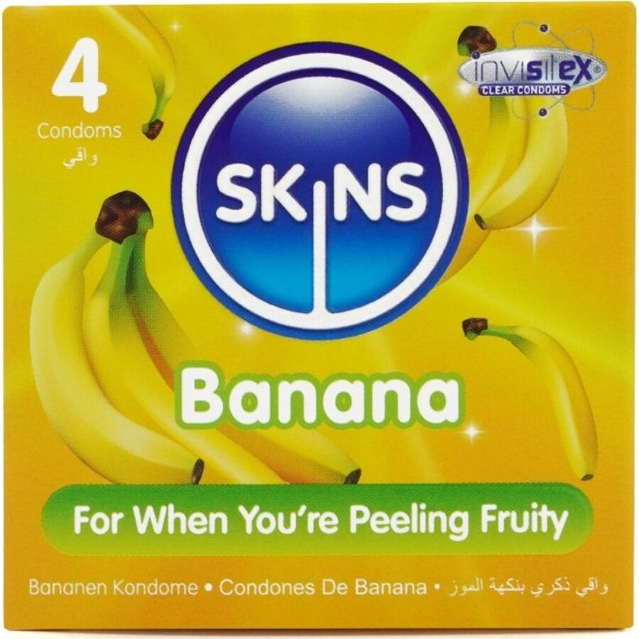 SKINS - BANANA PREMIUM CONDOMS PACK 4 - NOCTURNA DESIRES
