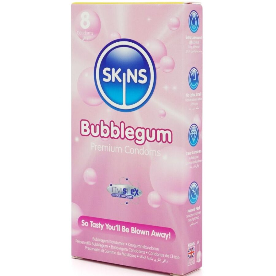 SKINS - BUBBLEGUM PREMIUM CONDOMS PACK 8 - NOCTURNA DESIRES