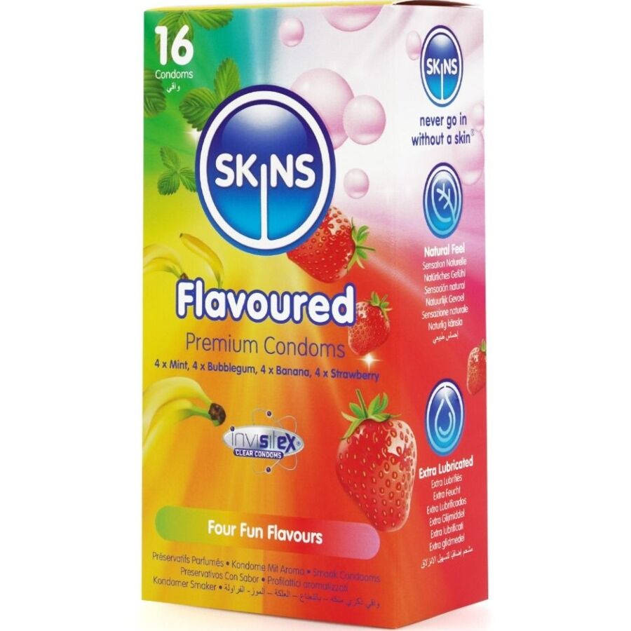 SKINS - MULTI FLAVORS PREMIUM CONDOMS PACK 16 - NOCTURNA DESIRES