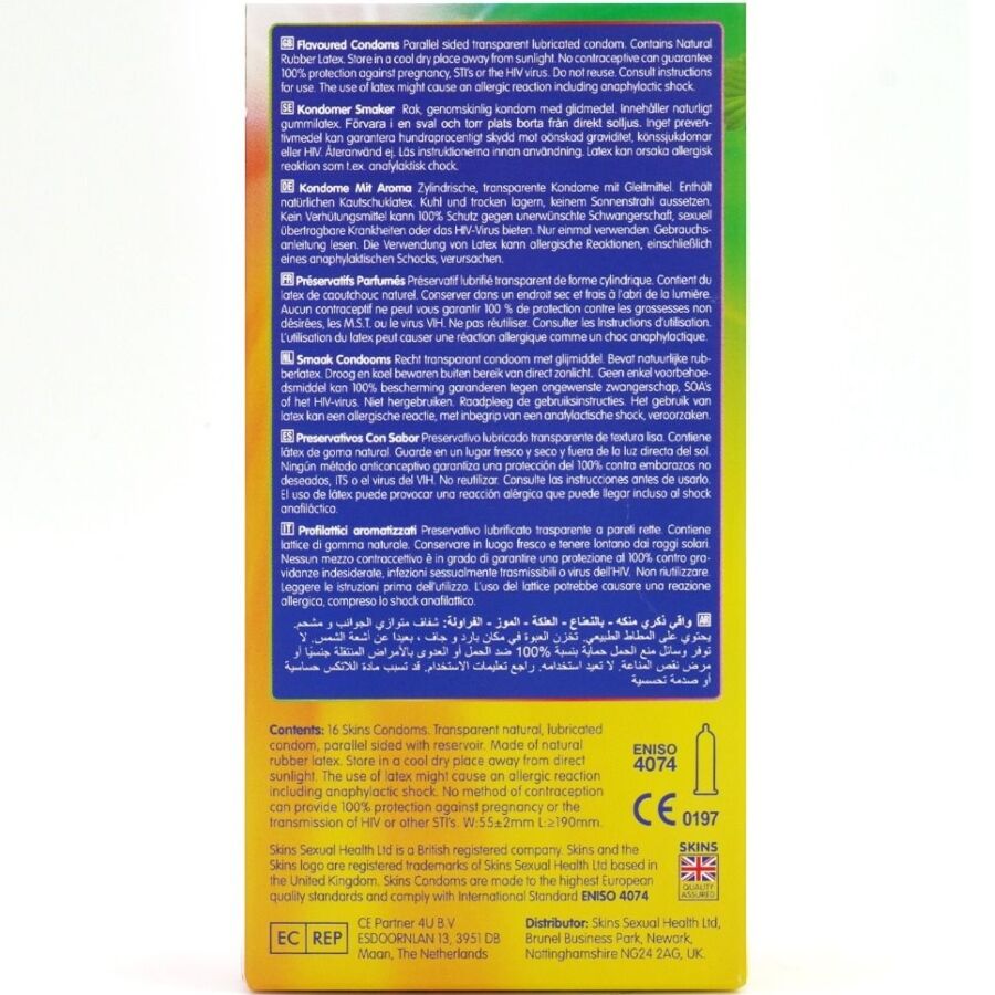 SKINS - MULTI FLAVORS PREMIUM CONDOMS PACK 16 - NOCTURNA DESIRES