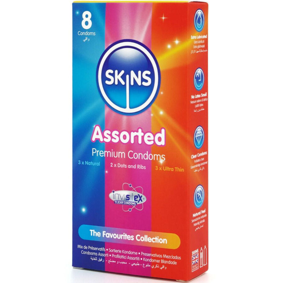 SKINS - ASSORTED PREMIUM CONDOMS PACK 8 - NOCTURNA DESIRES