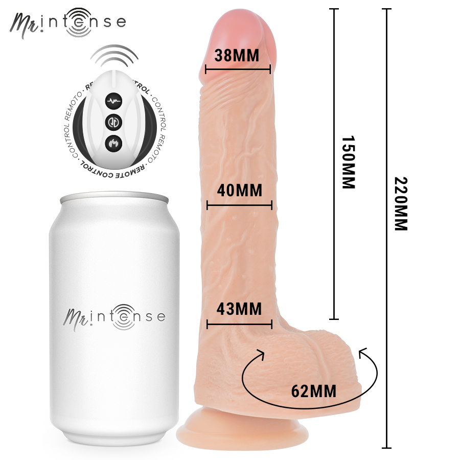 MR INTENSE - BROSNAN REALISTIC MULTIFUNCTIONAL WITH VIBRATION, UP AND DOWN REMOTE CONTROL, 22 CM - OR - 4 CM - NOCTURNA DESIRES