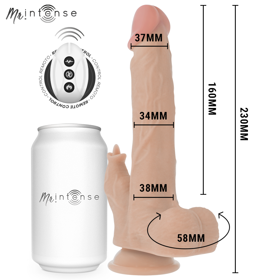MR INTENSE - REALISTIC MULTIFUNCTION REDFORD WITH VIBRATION AND UP AND DOWN REMOTE CONTROL 23 CM -O- 3.5 CM - NOCTURNA DESIRES