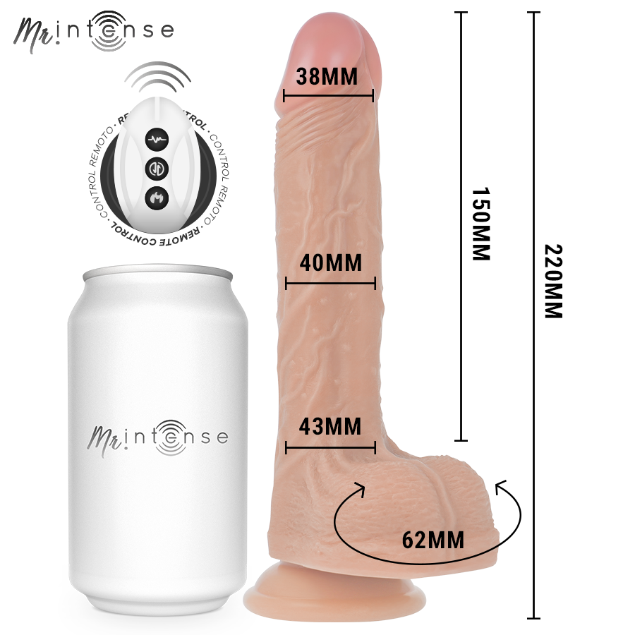 MR INTENSE - BALDWIN REALISTIC MULTIFUNCTIONAL WITH VIBRATION, UP AND DOWN REMOTE CONTROL, 22 CM - OR - 4 CM - NOCTURNA DESIRES