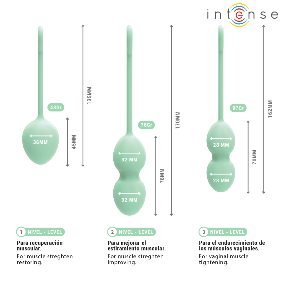INTENSE - CHARLI KEGEL BALL KIT LIGHT JADE GREEN - NOCTURNA DESIRES