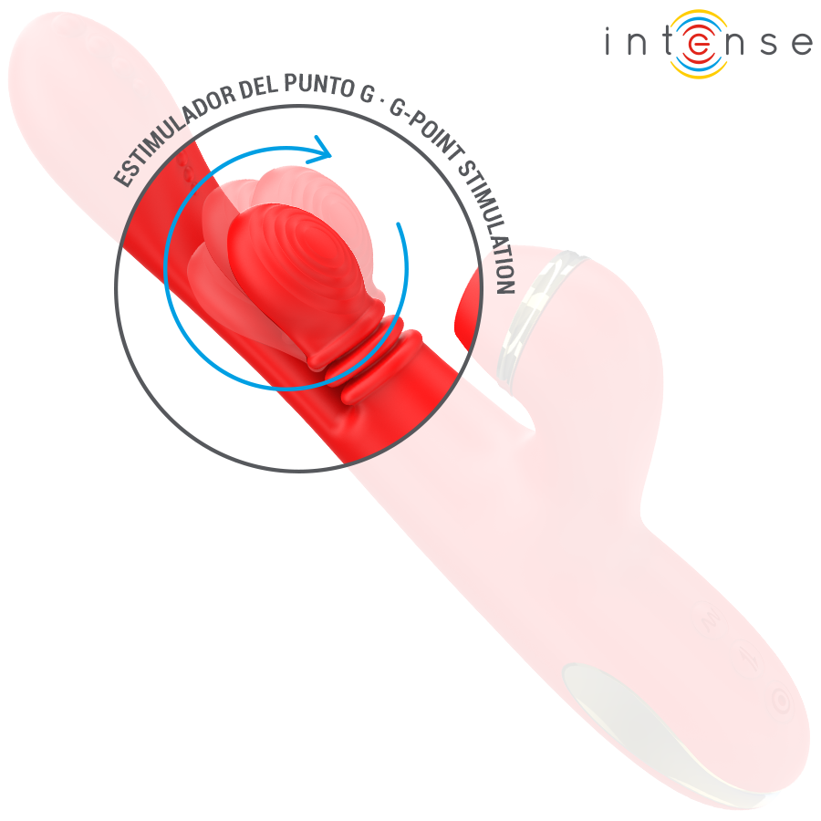 INTENSE - KATY MULTIFUNCTION CLITORIS STIMULATOR 4 INTERCHANGEABLE HEADS RED - NOCTURNA DESIRES