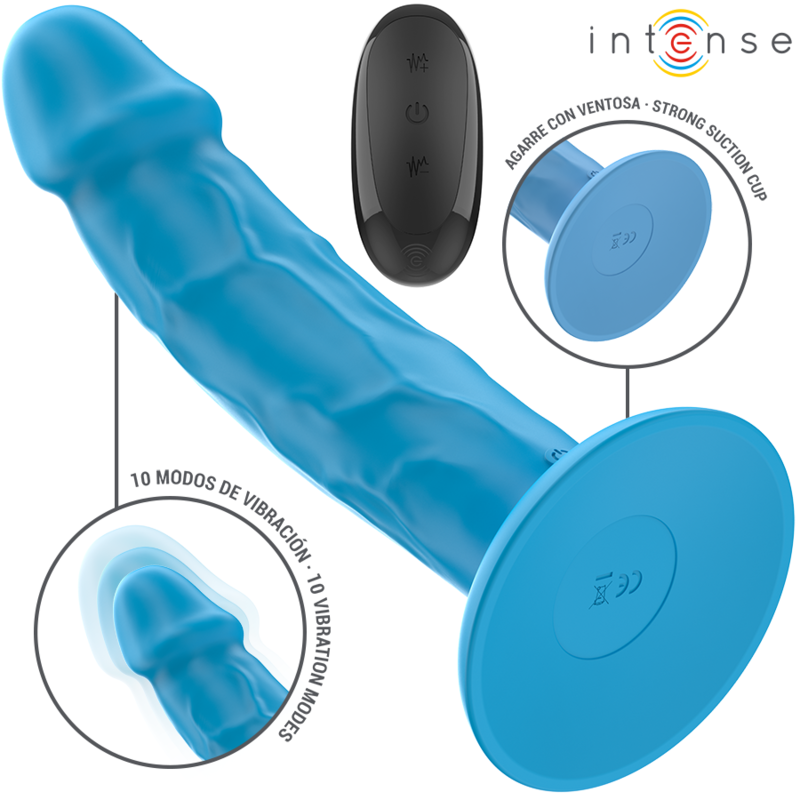 INTENSE - PHOEBE REALISTIC VIBRATOR 10 VIBRATIONS BLUE REMOTE CONTROL - NOCTURNA DESIRES