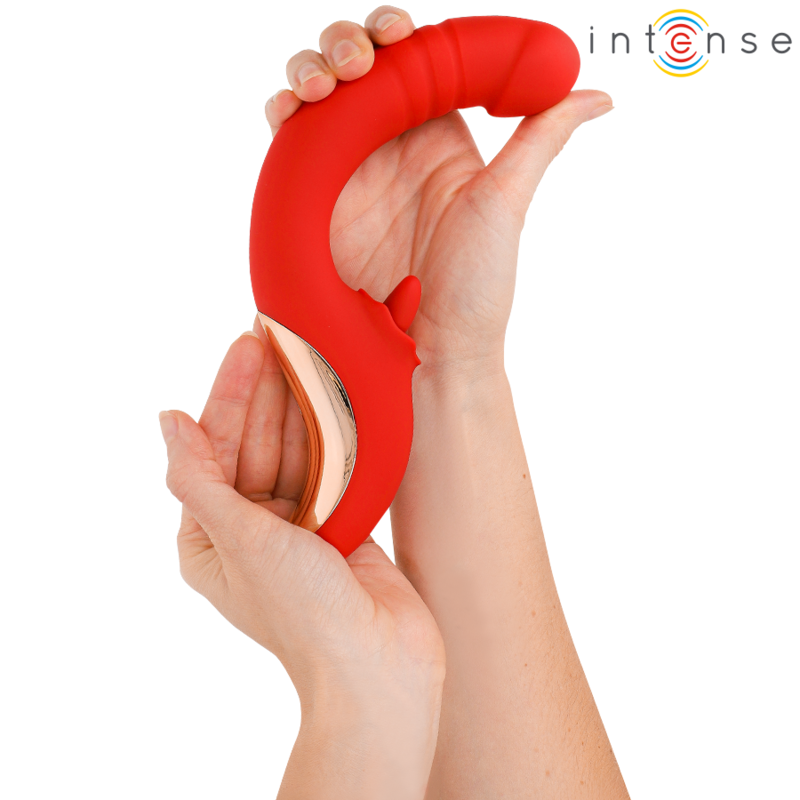 INTENSE - PAULINA VIBRATOR AND STIMULATOR IN U SHAPE RED - NOCTURNA DESIRES