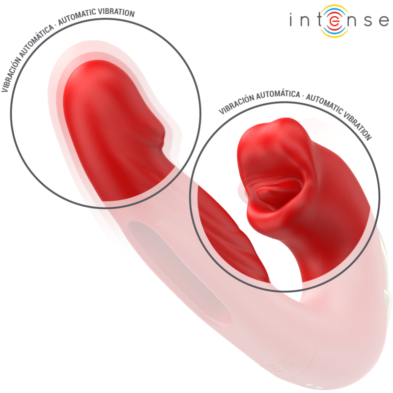 INTENSE - NATHY DOUBLE VIBRATOR WITH MULTIFUNCTION STIMULATING MOUTH RED - NOCTURNA DESIRES