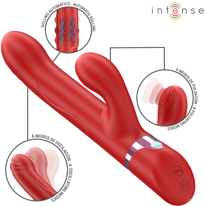 INTENSE - LELE MULTIFUNCTION VIBRATOR ROTATING & OSCILLATION & STIMULATION RED - NOCTURNA DESIRES