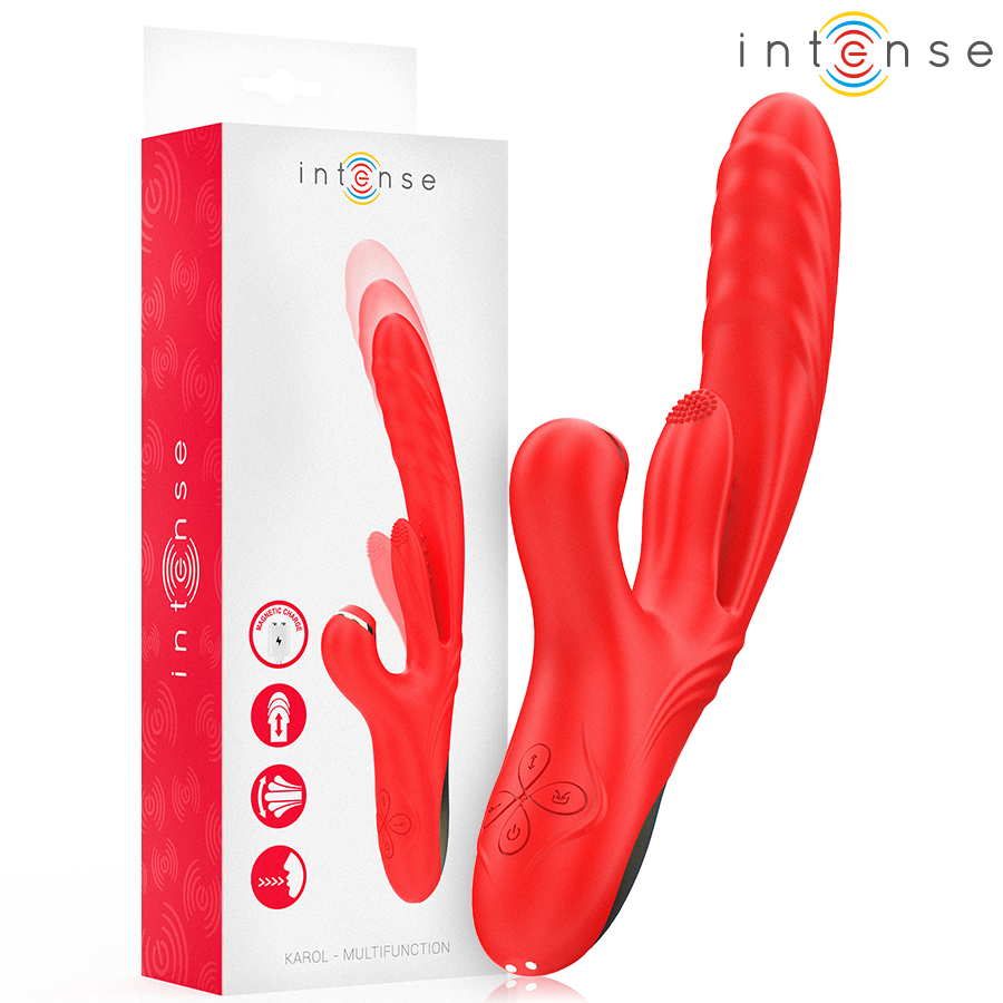 INTENSE - KAROL MULTIFUNCTION VIBRATOR THRUST & STIMULATION & STIMULATING WAVES RED - NOCTURNA DESIRES