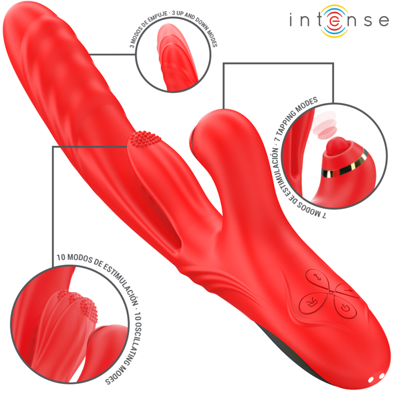 INTENSE - ROSALIA MULTIFUNCTION VIBRATOR 3 IN 1 RED - NOCTURNA DESIRES