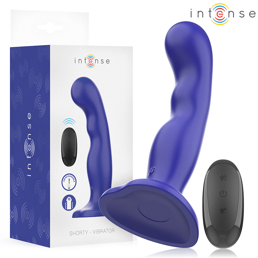 INTENSE - SHORTY VIBRATOR WITH SUCTION CUP BLUE REMOTE CONTROL - NOCTURNA DESIRES