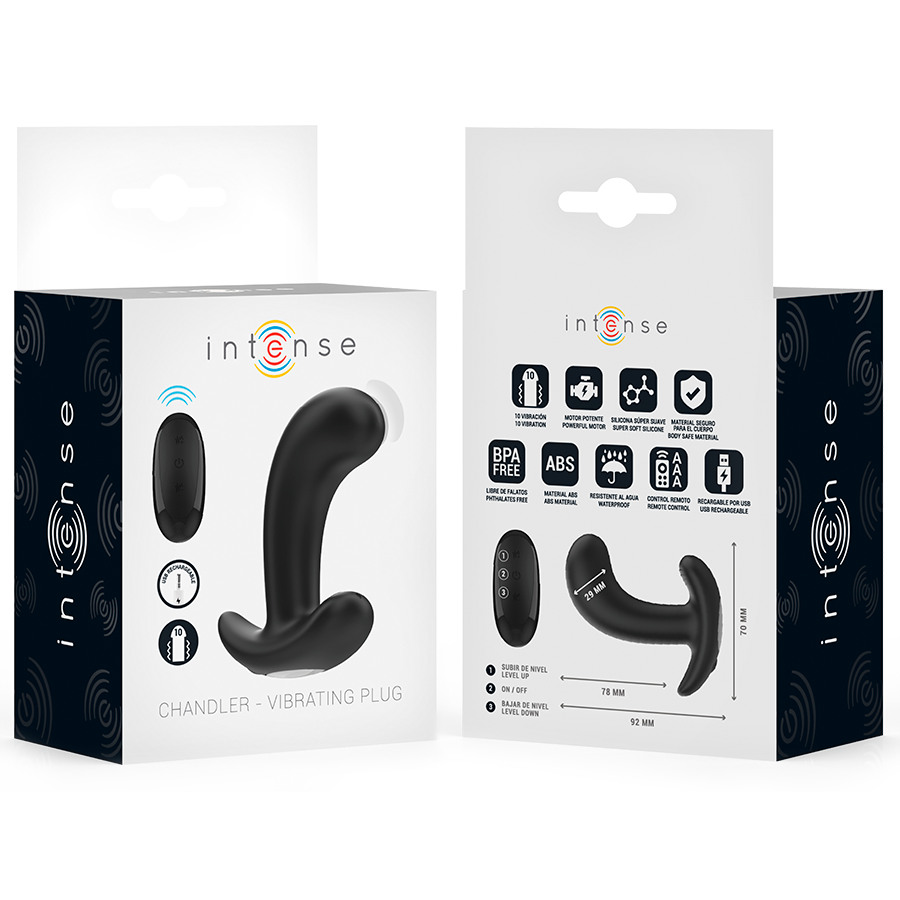 INTENSE - CHANDLER ANAL PLUG 10 VIBRATIONS BLACK REMOTE CONTROL - NOCTURNA DESIRES