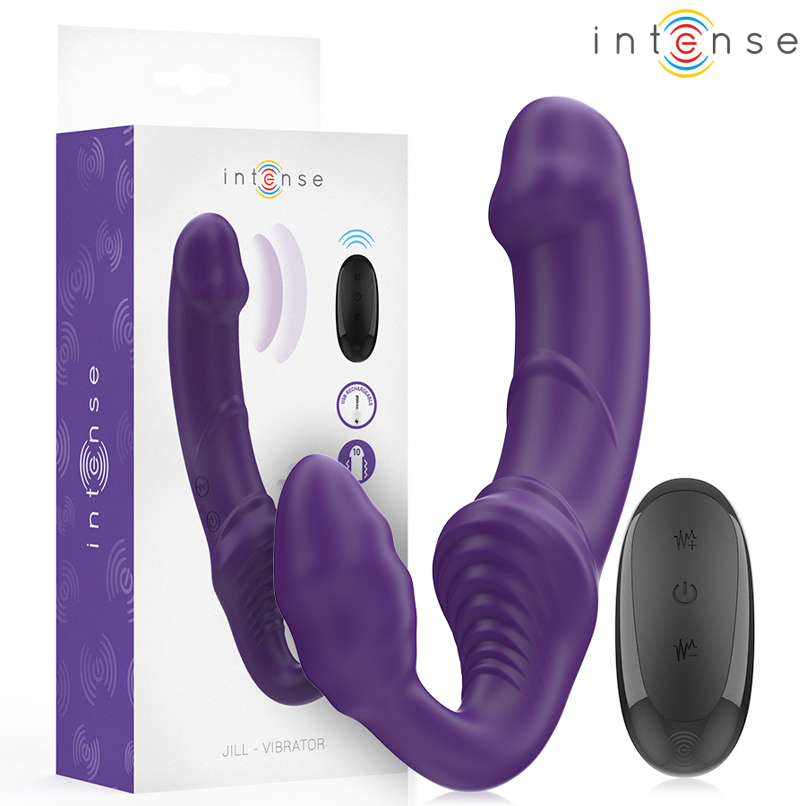 INTENSE - JILL DOUBLE VIBRATOR 20 CM PURPLE REMOTE CONTROL - NOCTURNA DESIRES