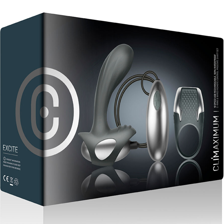 CLIMAXIMUM - EXCITE KIT COCK RING + WIRE PROSTATE MASSAGER - NOCTURNA DESIRES
