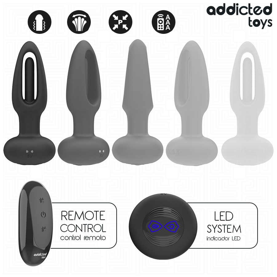 ADDICTED TOYS - ANAL PLUG WITH VIBRATING TONGUE AND REMOTE CONTROL - NOCTURNA DESIRES