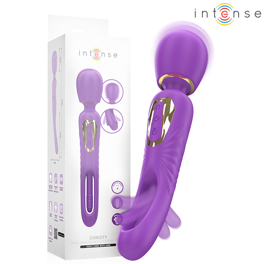 INTENSE - CHRISTY VIBRATING WAND WITH FLIPPING TONGUE - NOCTURNA DESIRES