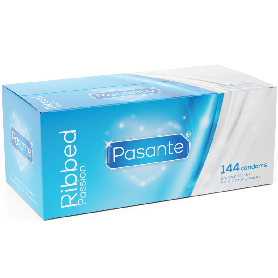 PASANTE - RIBBED PASSION CONDOMS BOX 144 UNITS - NOCTURNA DESIRES
