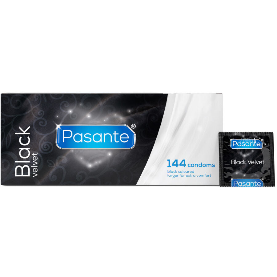 PASANTE - BLACK VELVET CONDOMS BOX 144 UNITS - NOCTURNA DESIRES