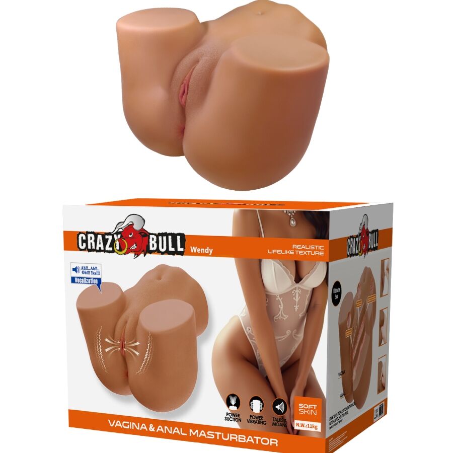 CRAZY BULL - WENDY REALISTIC FEMALE BUTT VIBRATOR AND SUCKER WITH SOUND 11 KG - NOCTURNA DESIRES